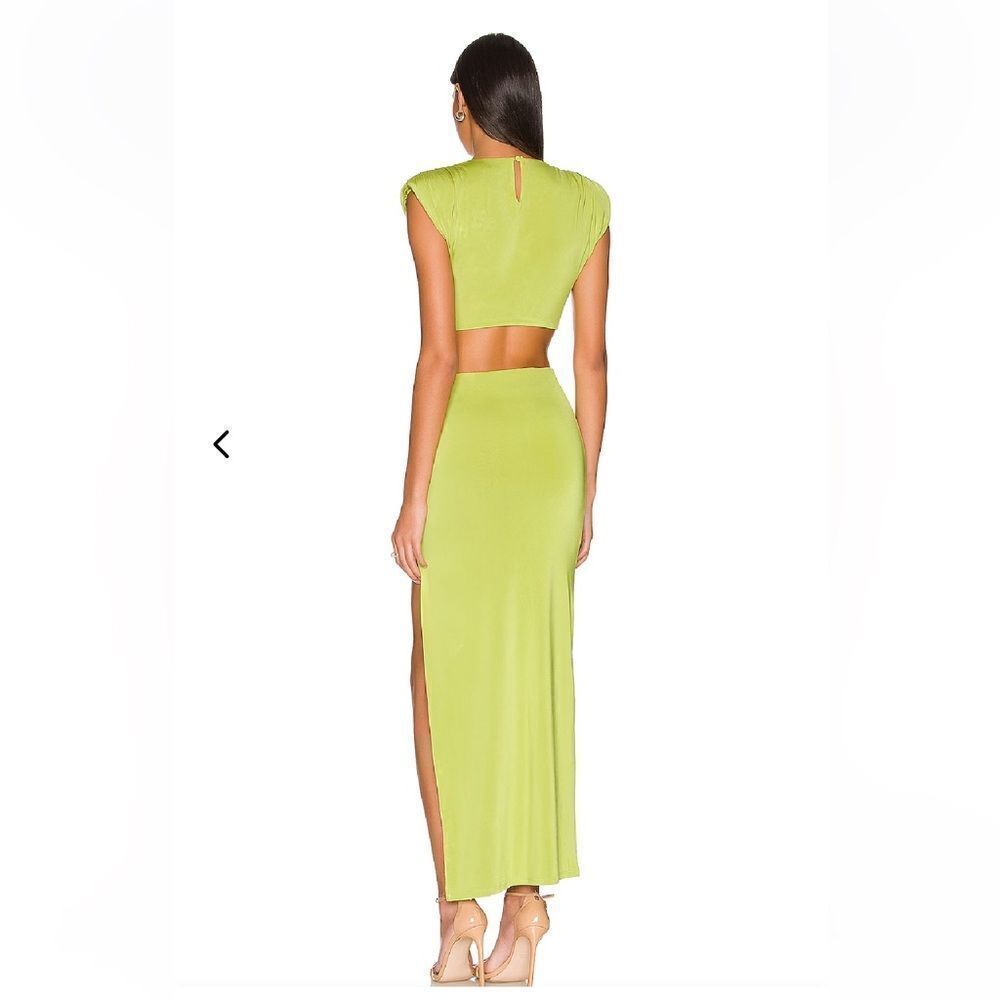NWT Lovers and Friends encore chartreuse maxi dress cut out stretch Revolve M - Picture 3 of 12
